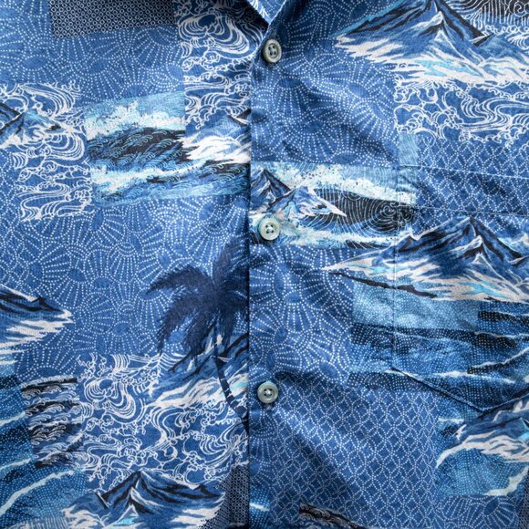 Tori Richard Button Down Short Sleeve Shirt "Sashiko Waves" - Picture 4 of 7